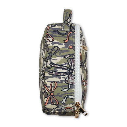 Camo bow kids girls lunch box bag