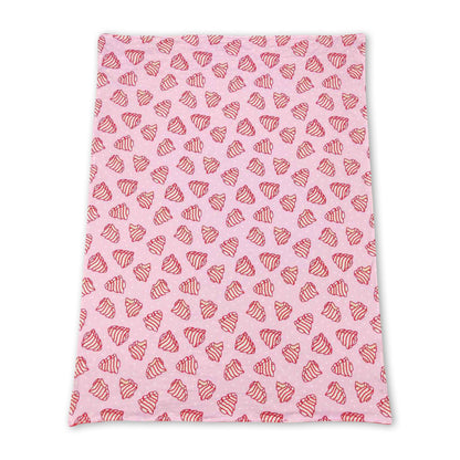 Pink Christmas tree cake baby girls blankets