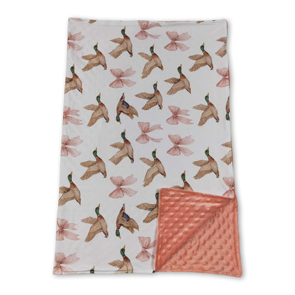 Pink bow duck hunting baby girls blankets