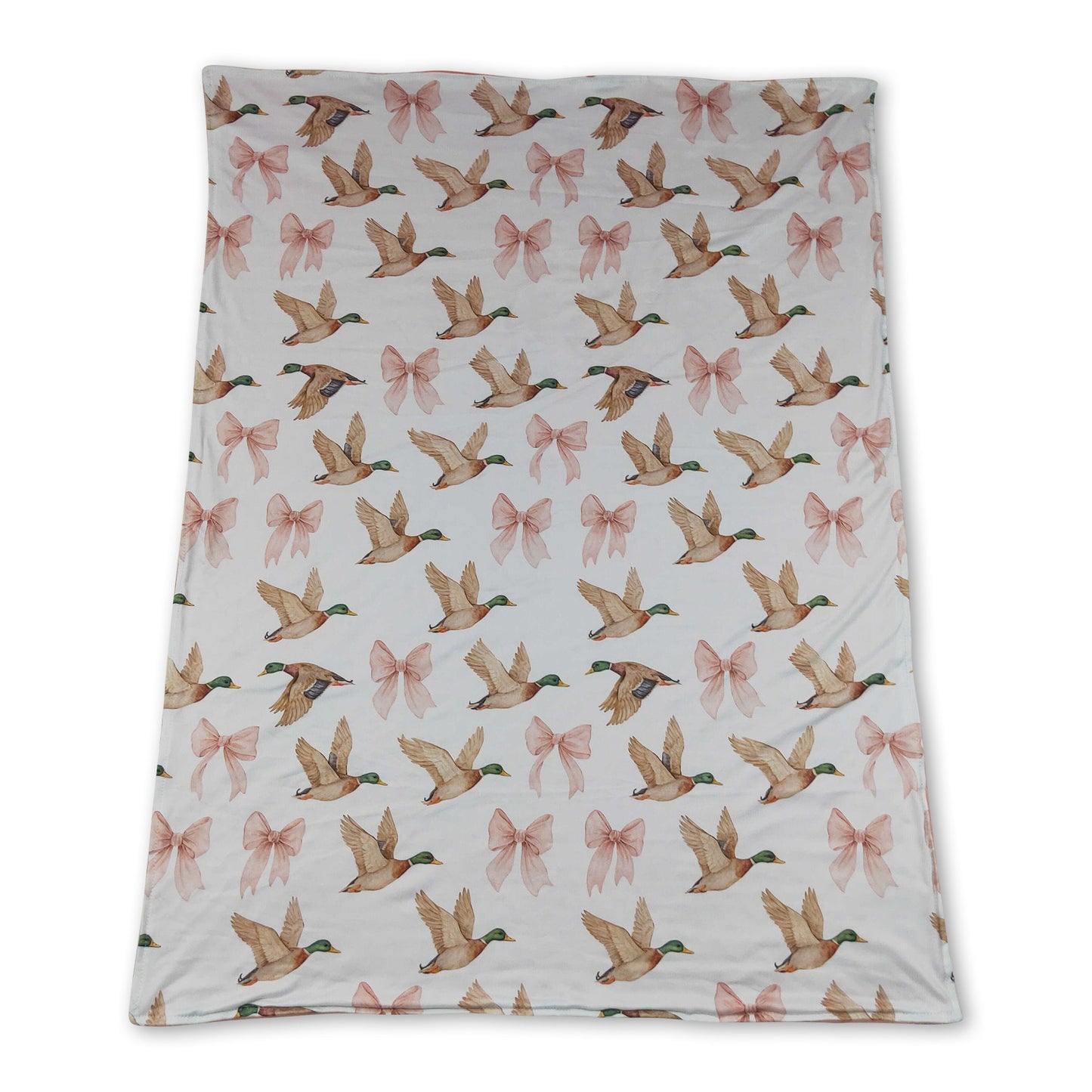 Pink bow duck hunting baby girls blankets