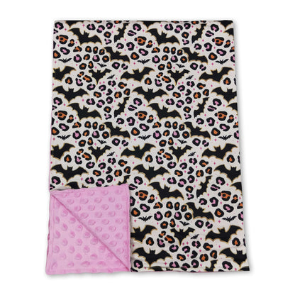Leopard bat pink baby girls Halloween blanket