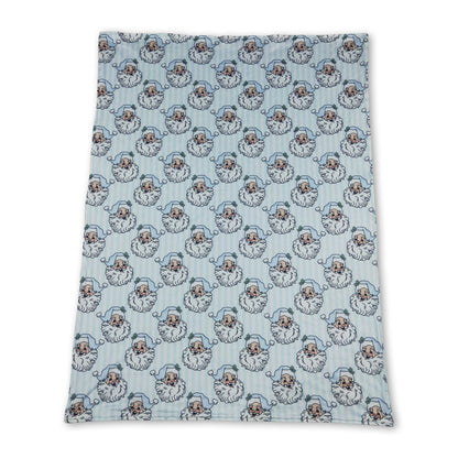 Light blue stripe santa baby girls Christmas blanket