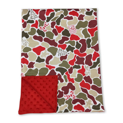 Gingerbread santa camo baby kids Christmas blanket