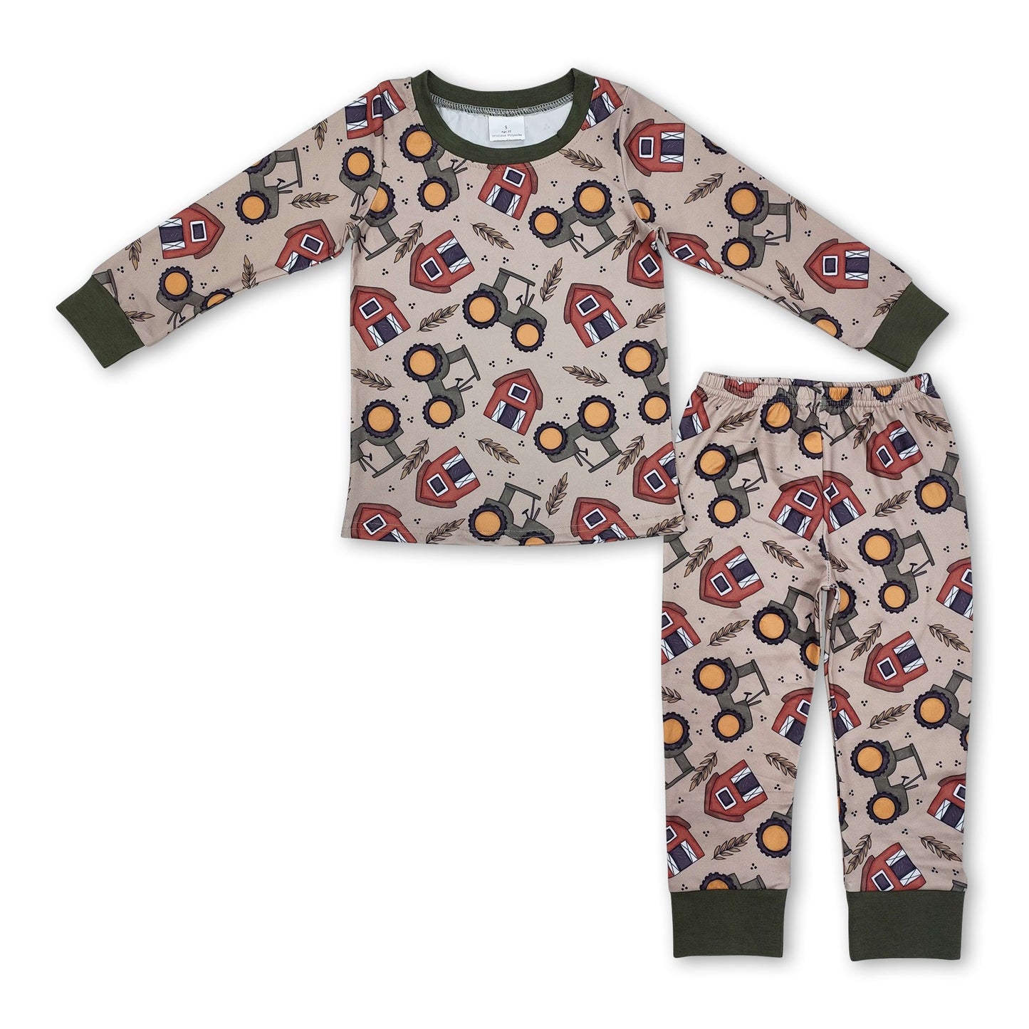 Farm Tractor long sleeves kids boys pajamas