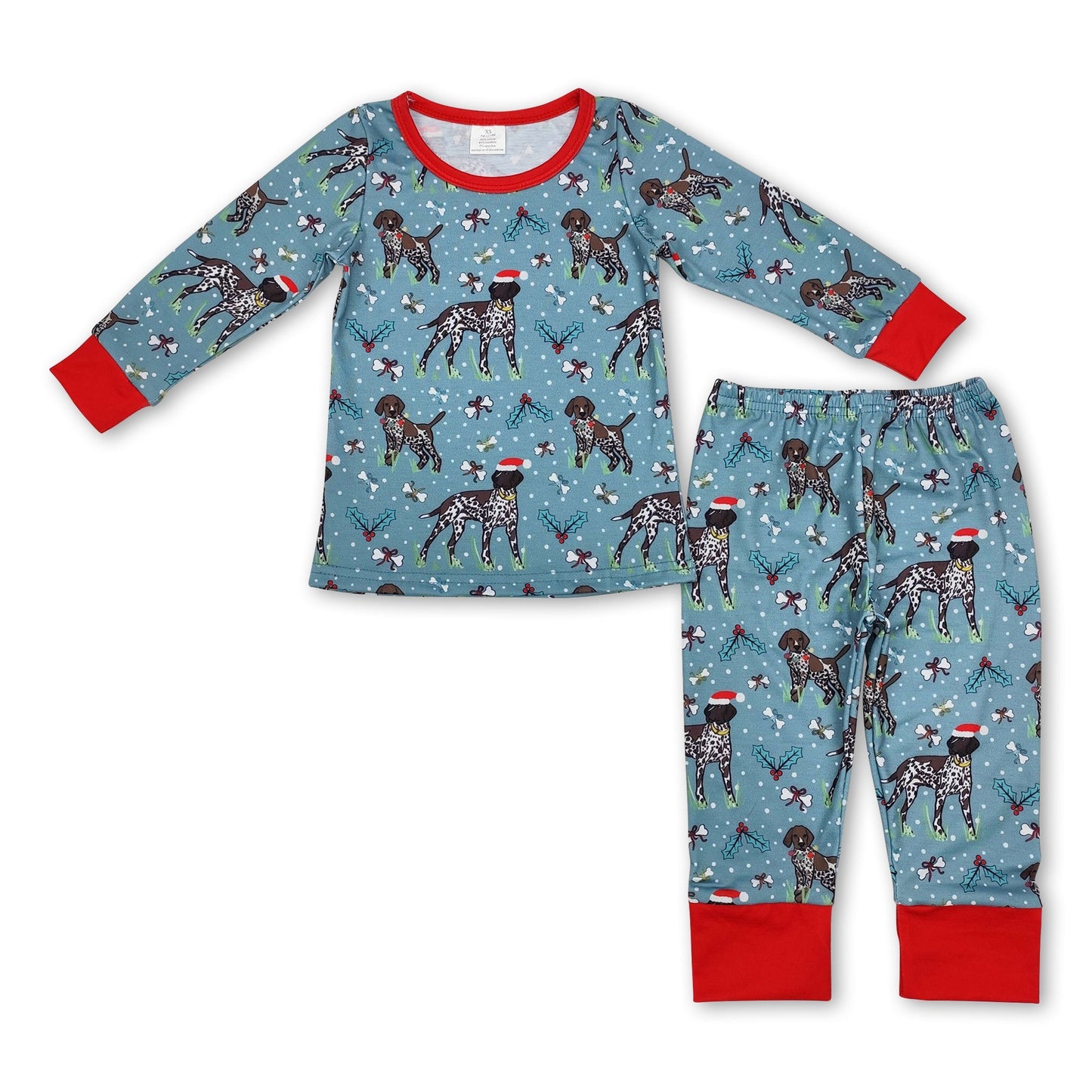 Christmas hat dog long sleeves kids boys pajamas