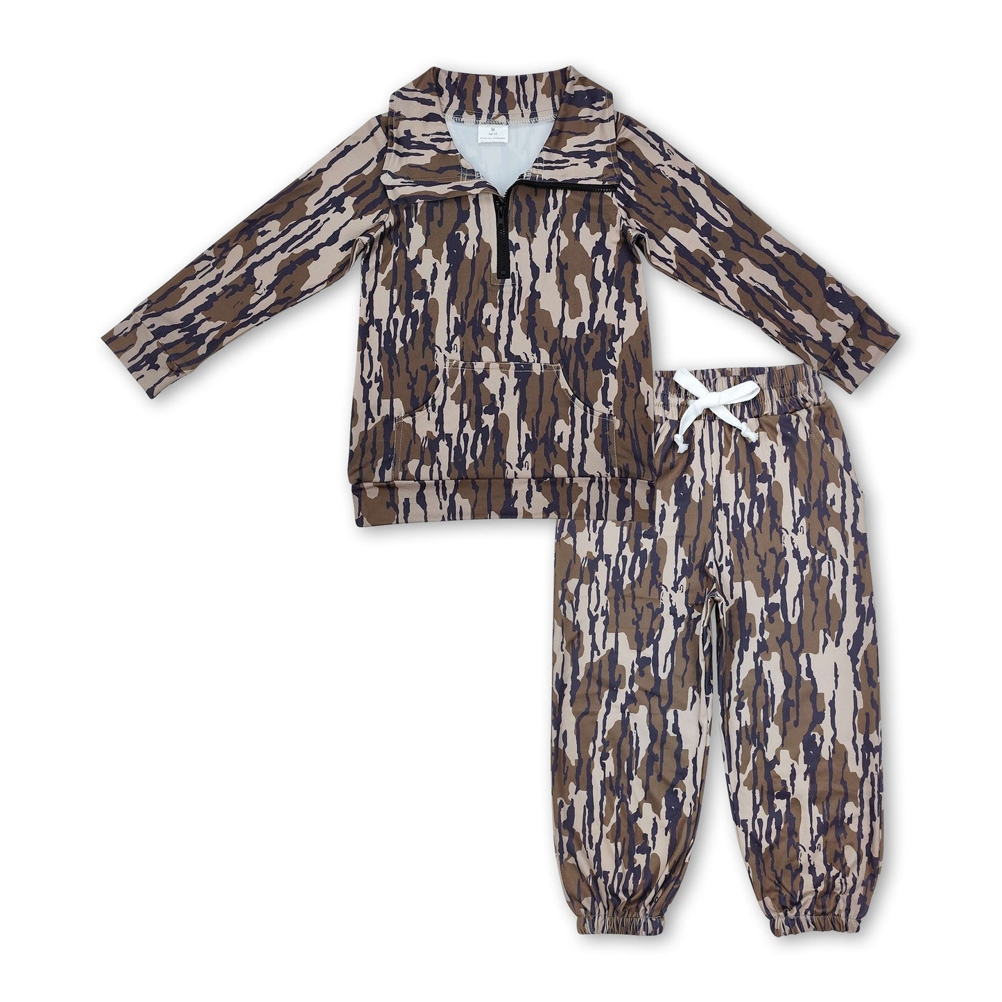 Olive camo pocket zipper pullover pants kids boys clothing