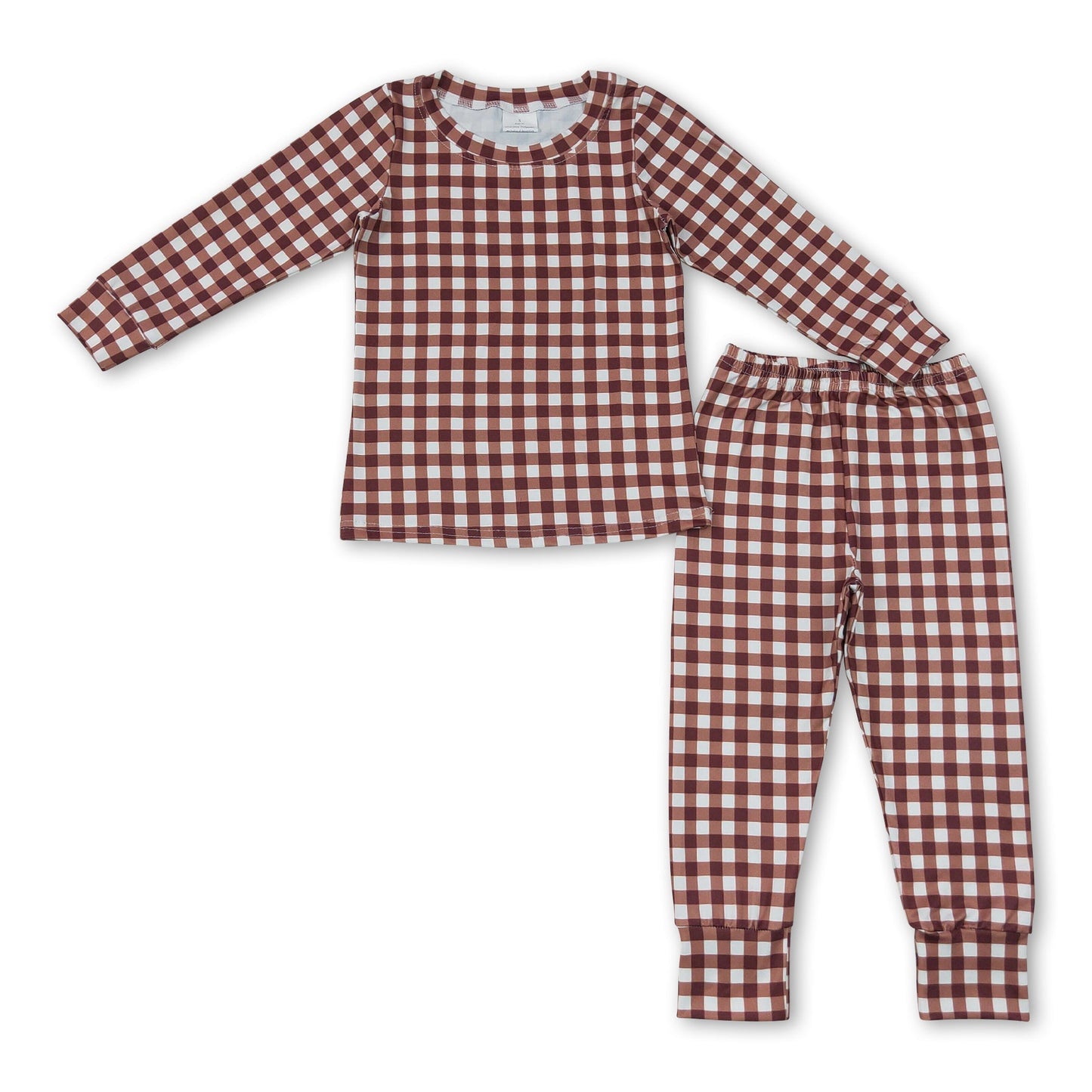 Long sleeves plaid top pants baby kids fall pajamas