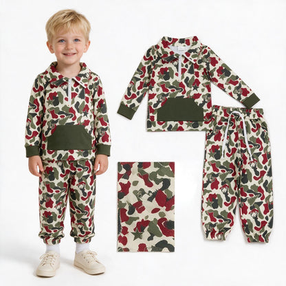 Long sleeves camo deer top pants kids Christmas outfits