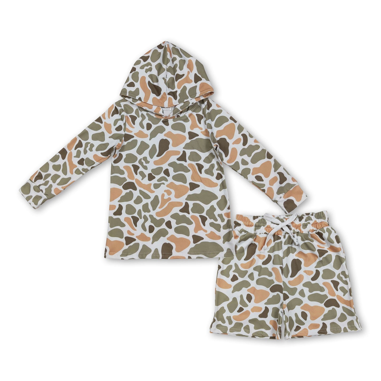 Green Camo Hoodie & Shorts Boys Outfit Set