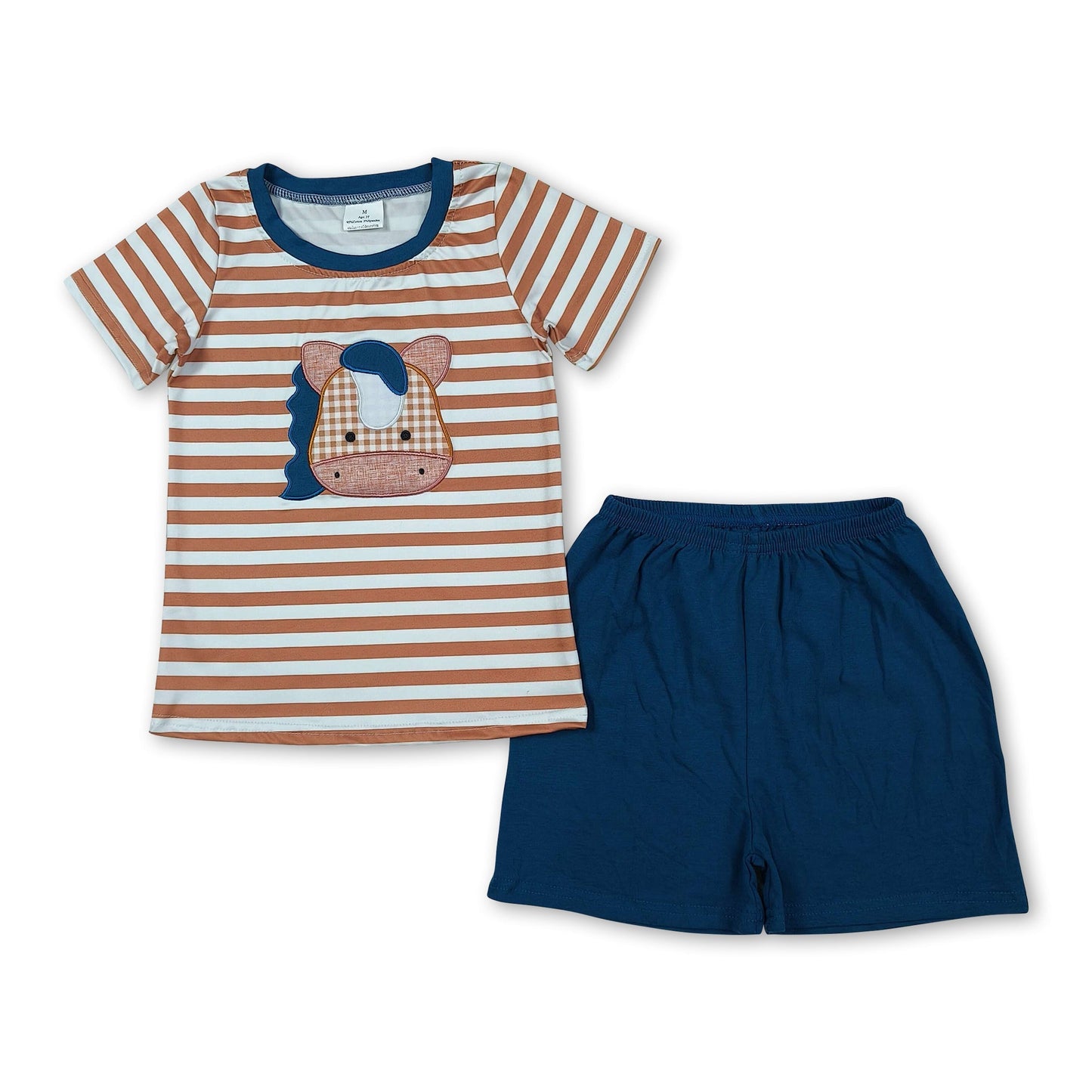 Brown stripe cows top shorts boys summer outfits