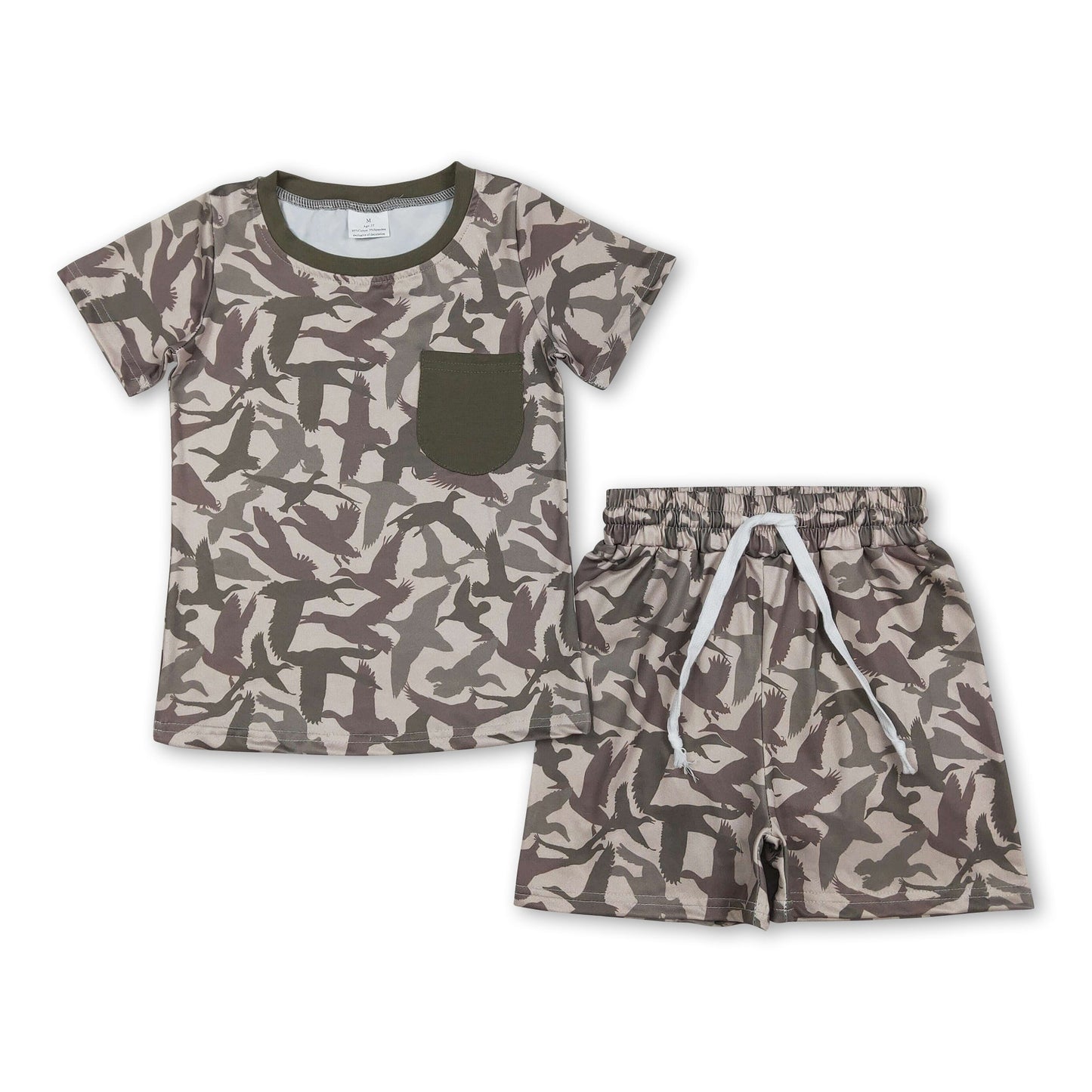 Short sleeves pocket duck top shorts boys outfits
