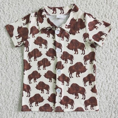 Cow print kids boy boutique polo shirt
