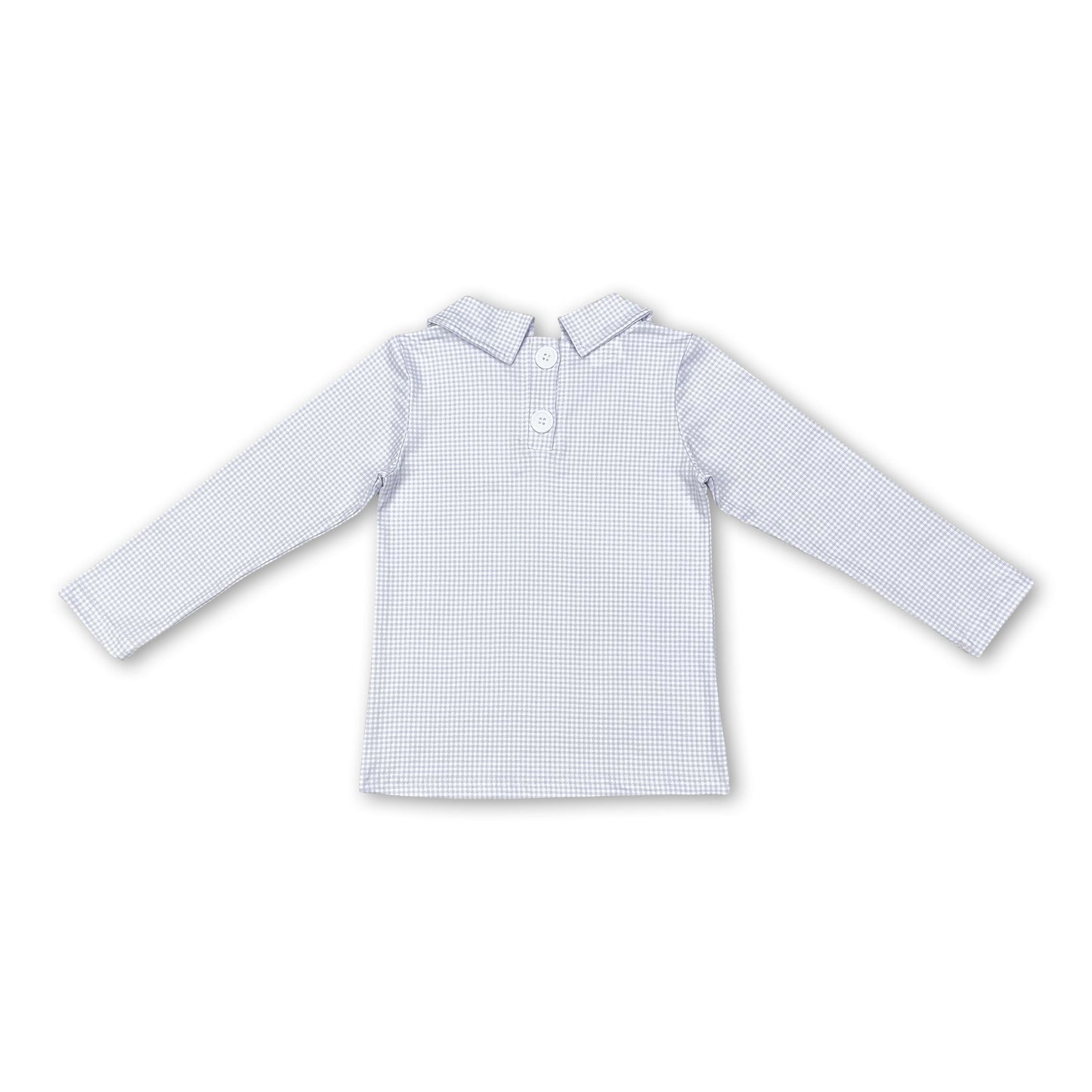 Light blue plaid long sleeves kids boys shirt