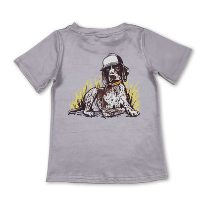 Short sleeves Grey dog kids boys shirt