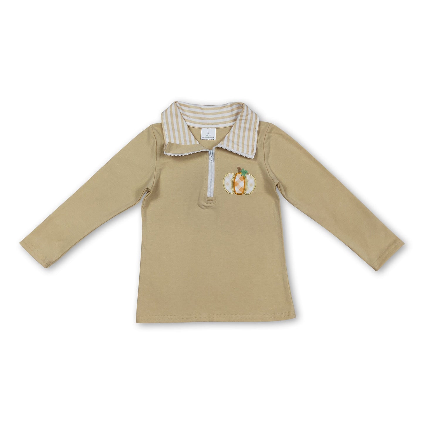 Long sleeves plaid pumpkin kids boys fall zipper pullover