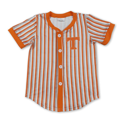 Short sleeves stripe T kids boys button down team shirt