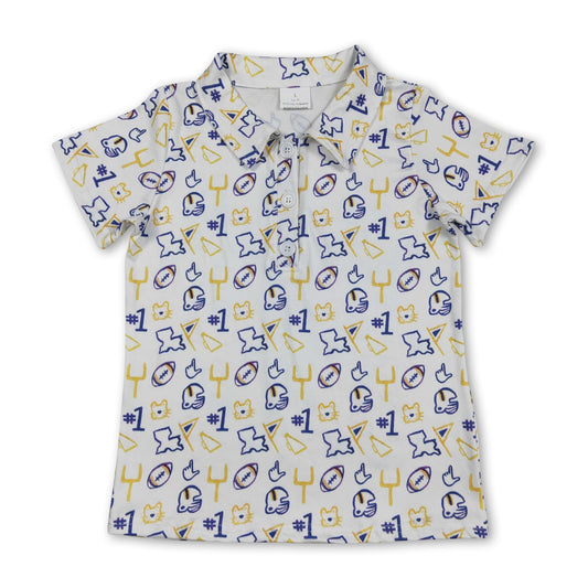 Short sleeves yellow football kids boys team polo shirt