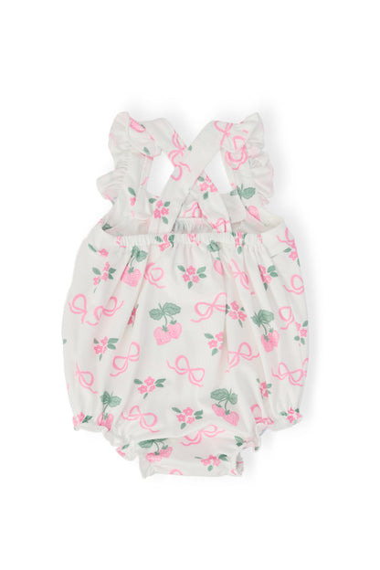 Berries & Bows Ruffle Cross Back Romper