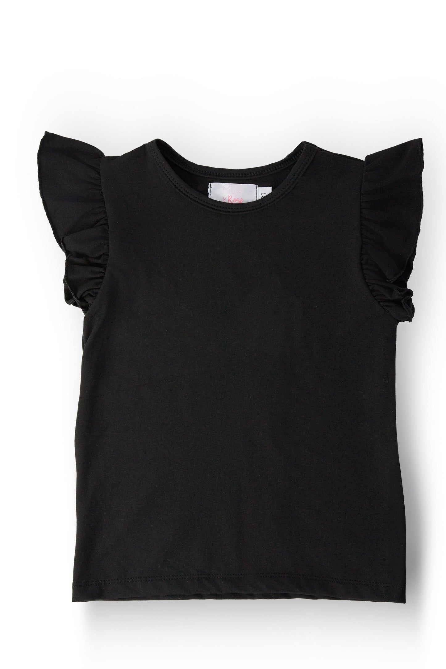 Black S/S Ruffle Tee