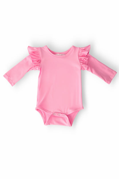Bubblegum Pink L/S Flutter Bodysuit