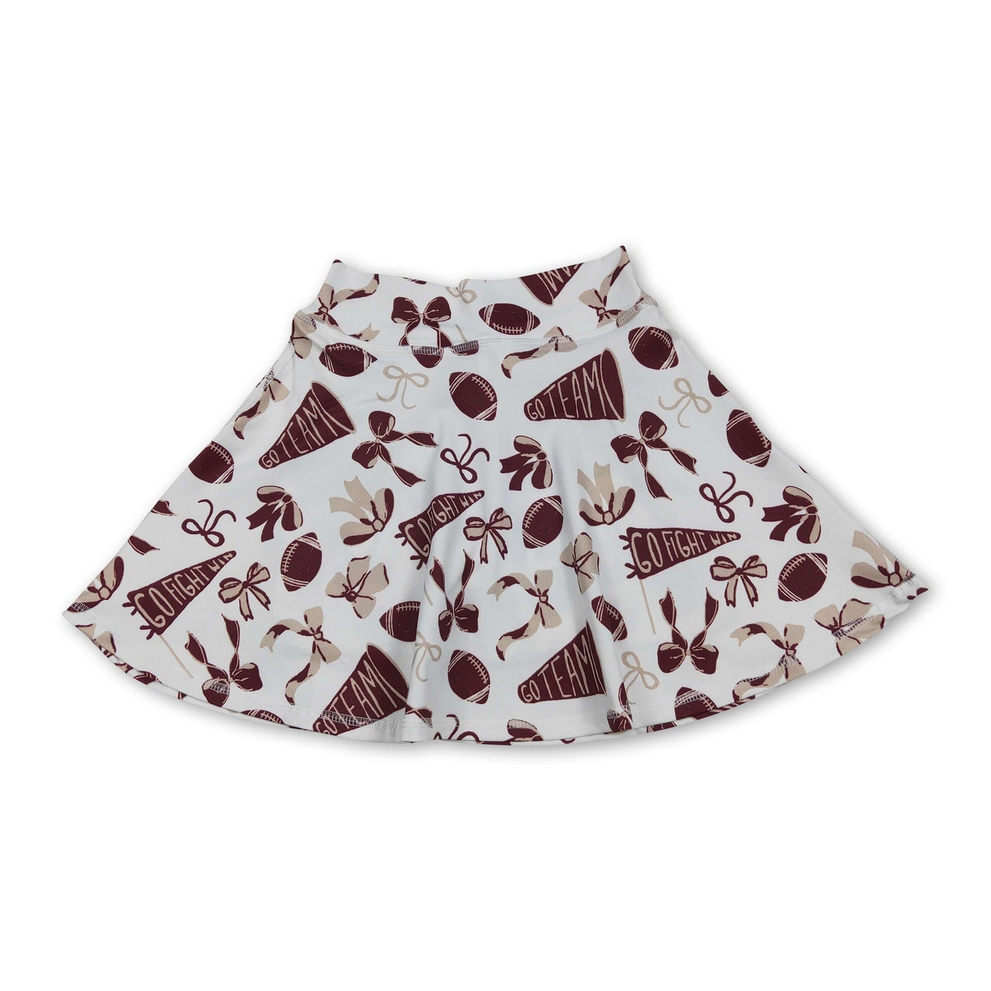 Maroon bow football go team kids girls activewear skirt