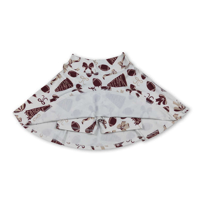Maroon bow football go team kids girls activewear skirt
