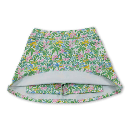 Pink yellow floral kids girls summer active skirt