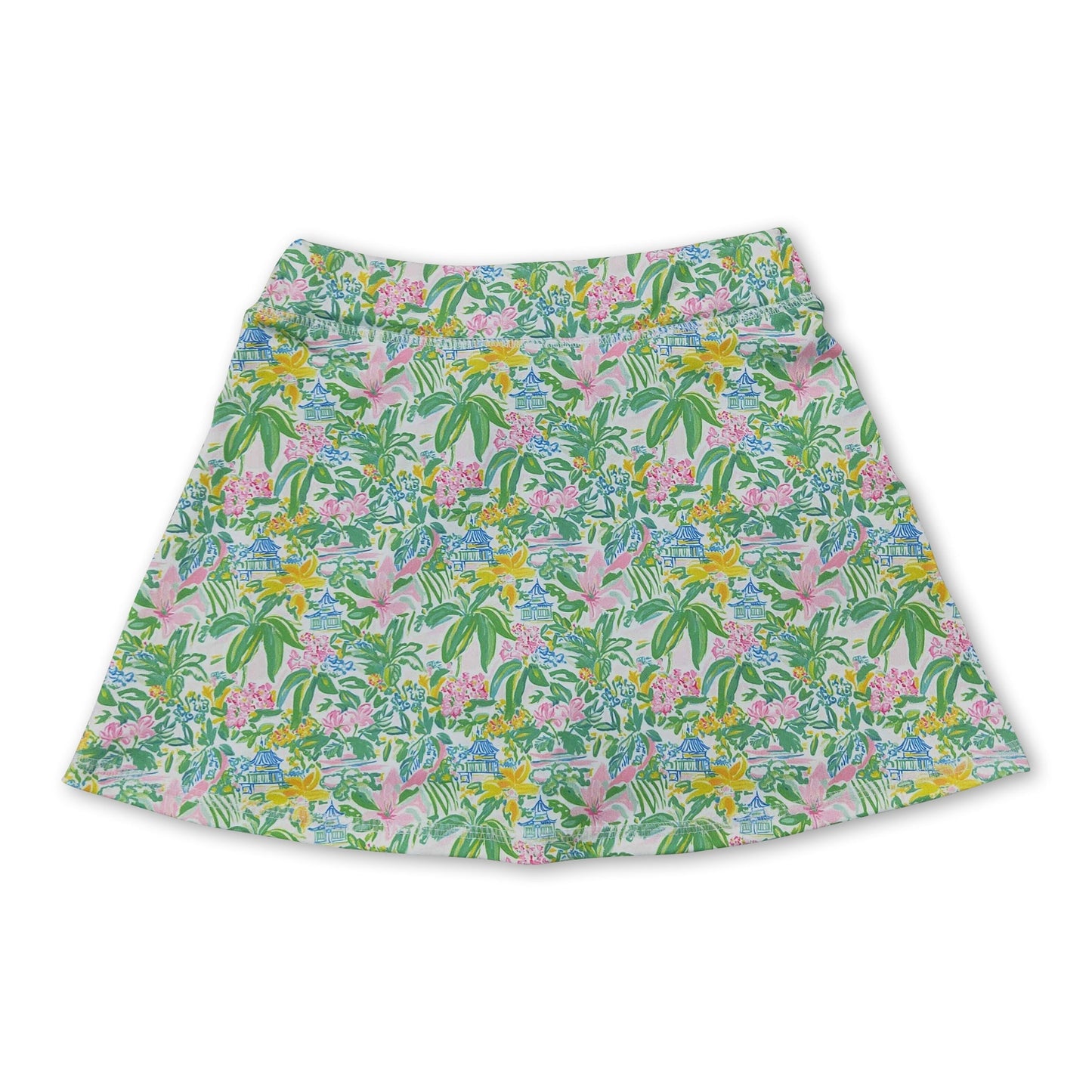 Pink yellow floral kids girls summer active skirt