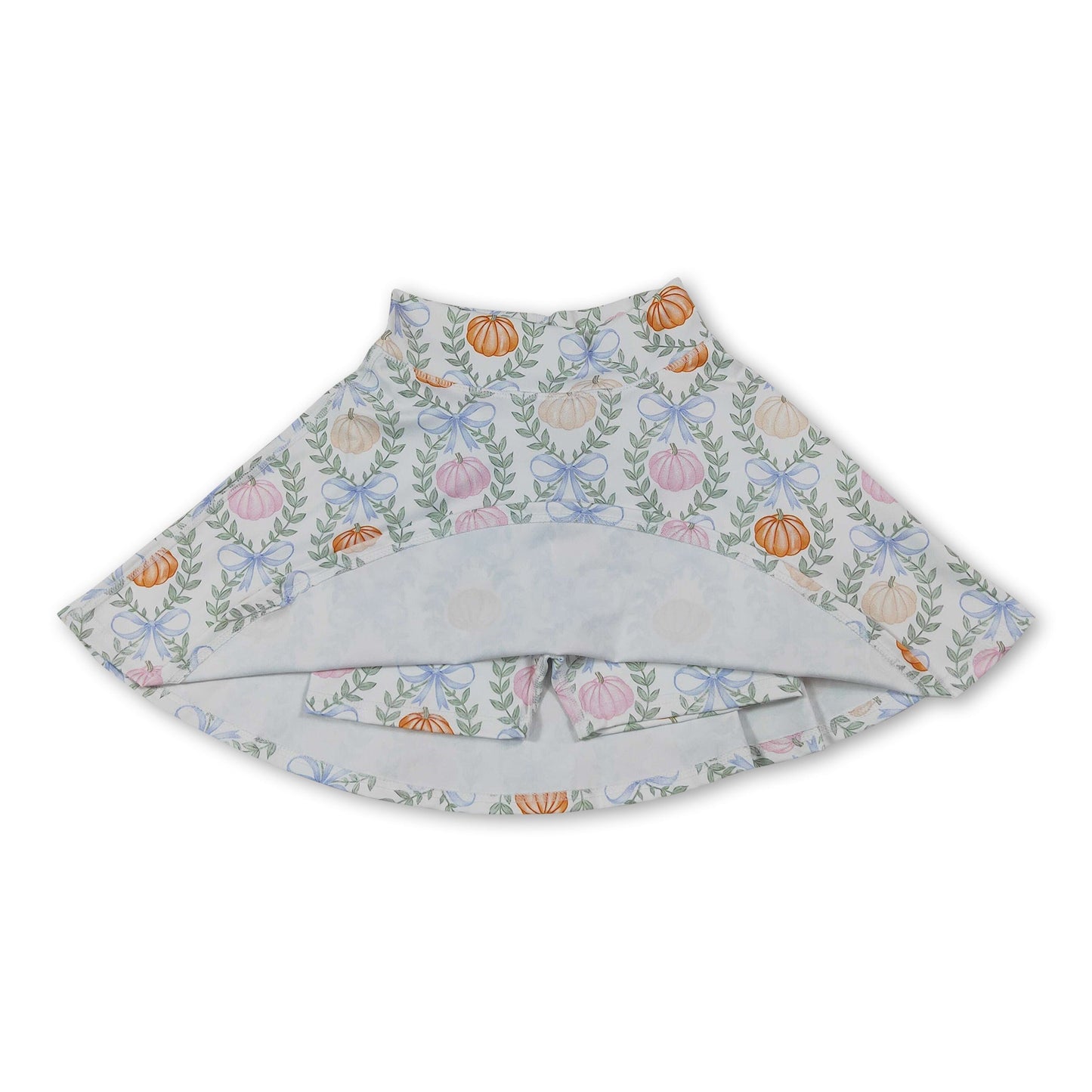 Light blue bow pumpkin kids girls fall active skirt