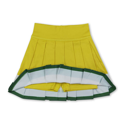 Yellow white green kids girls team active pleated skirt