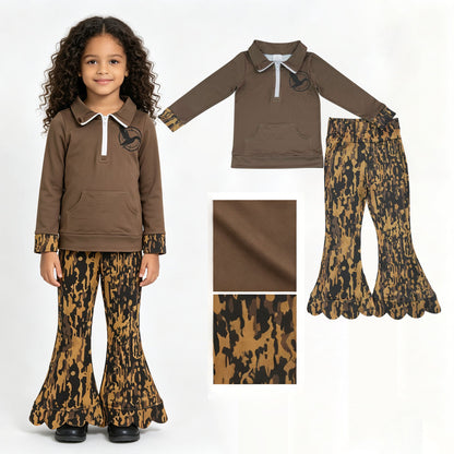 Long sleeves duck pullover camo scallop pants girls outfits