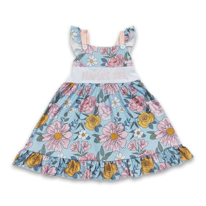 Mama's girl floral flutter sleeves mother's day baby children dress
