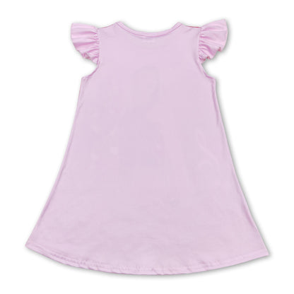 Pink flutter sleeves music singer girls dresses
