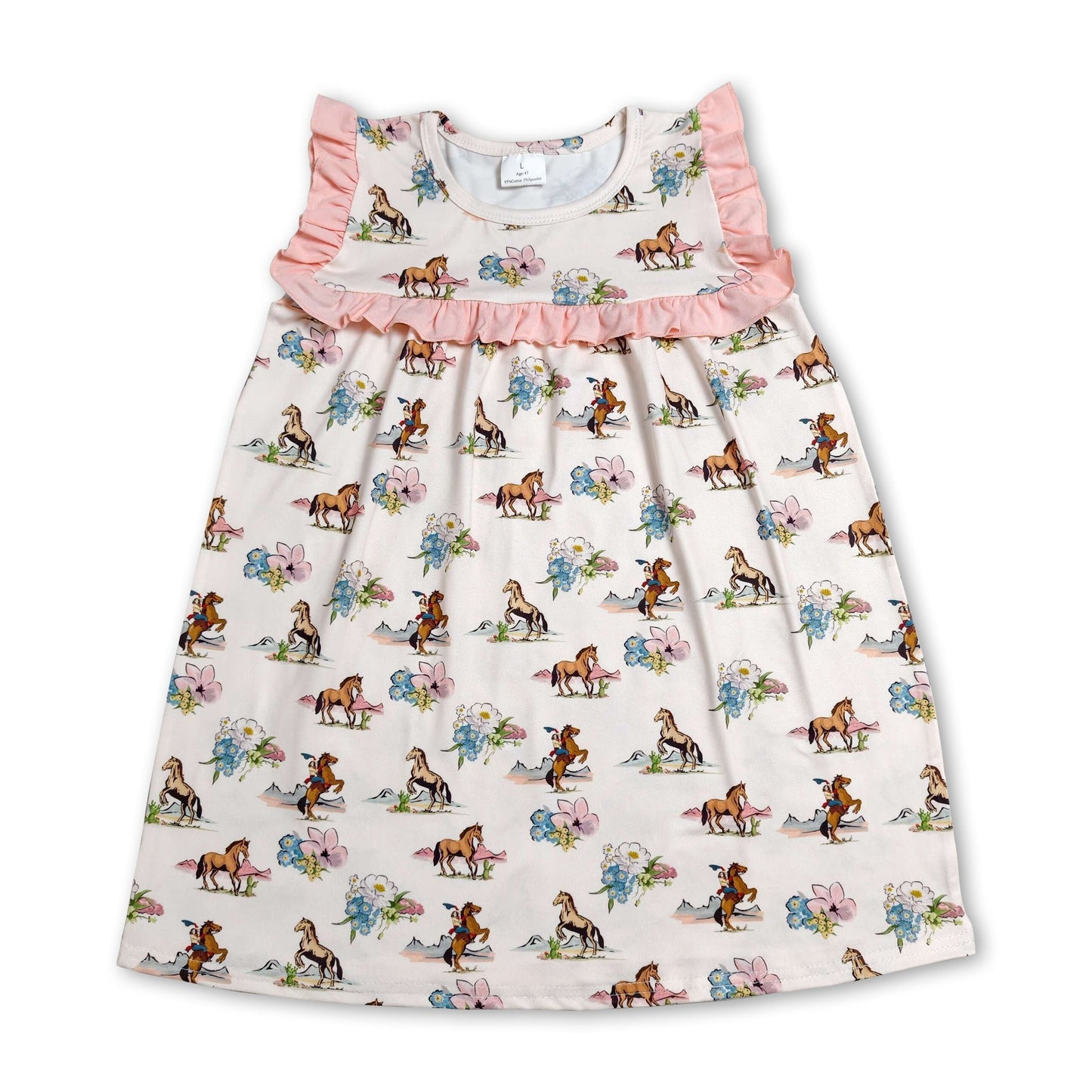 Ruffle horse rodeo baby girls western dresses