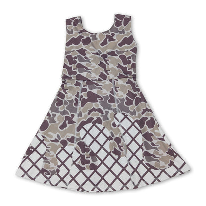 Sleeveless camo ice cream sprinkle girls athletic dresses