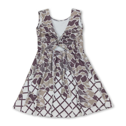 Sleeveless camo ice cream sprinkle girls athletic dresses