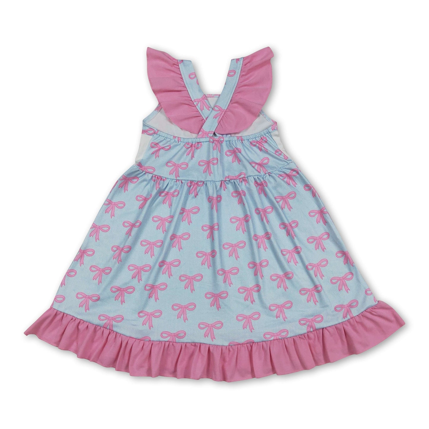 Flutter sleeves mama's girl bows kids ruffle dresses