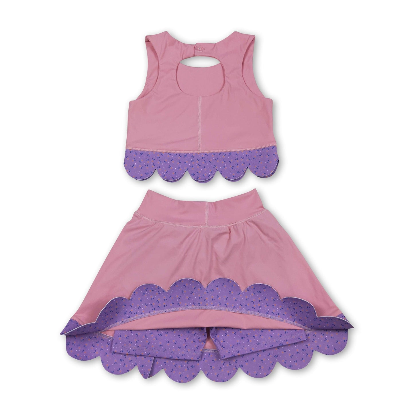 Sleeveless crop top bow skirt girls activewear set