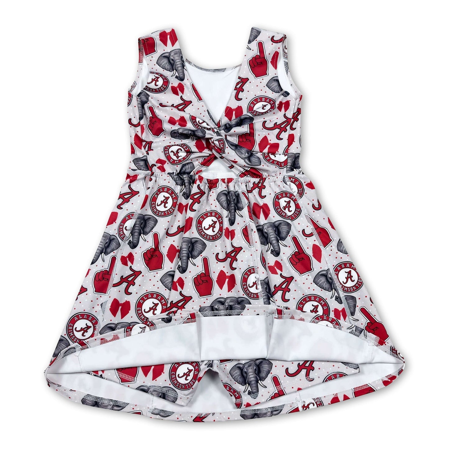 Sleeveless A elephant bow kids girls team athletic dress