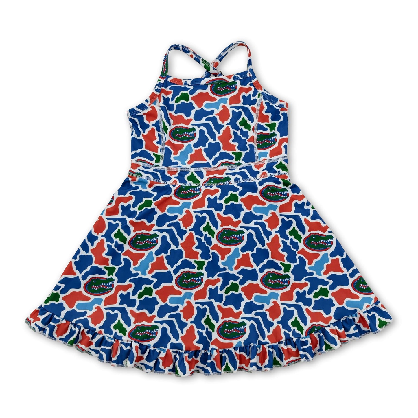 Straps camo crocodile kids girls team athletic dress