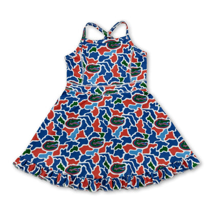 Straps camo crocodile kids girls team athletic dress