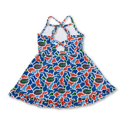 Straps camo crocodile kids girls team athletic dress