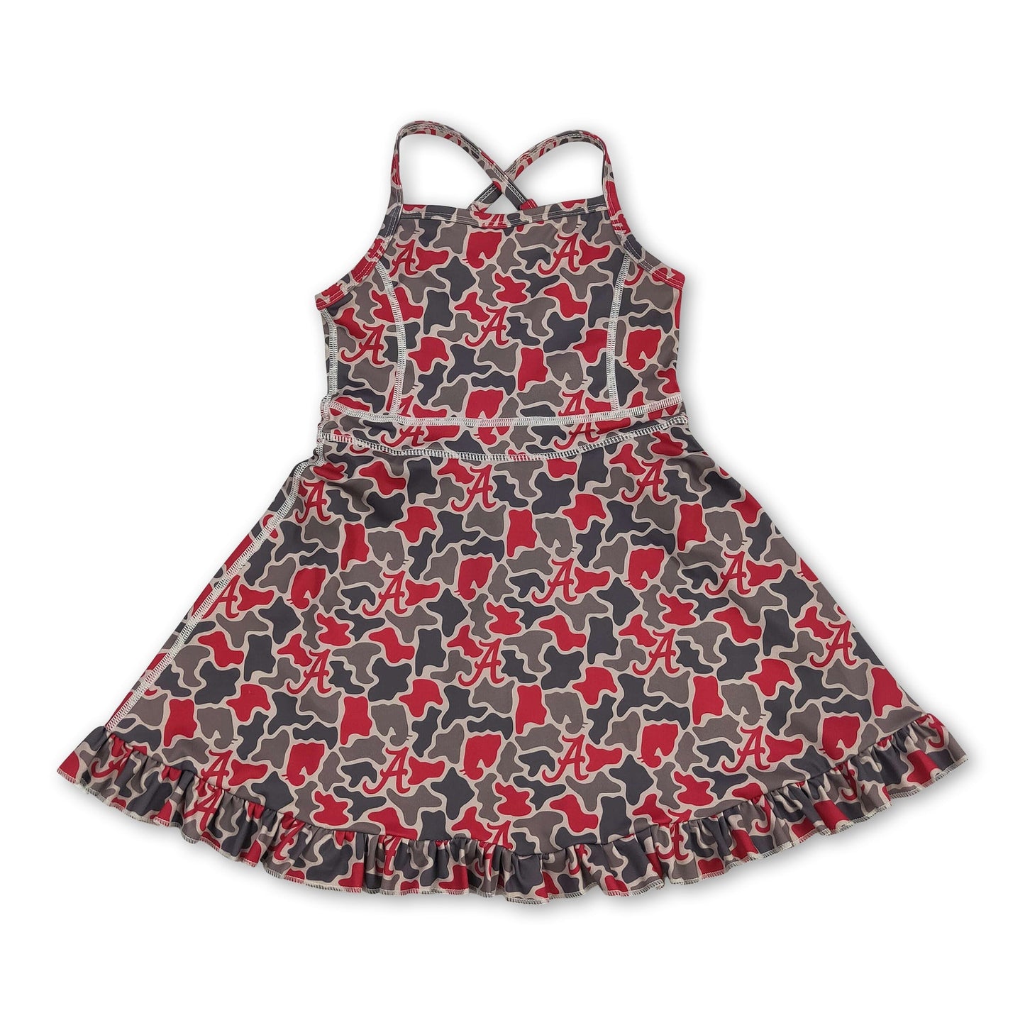 Sleeveless camo A kids girls team athletic dresses