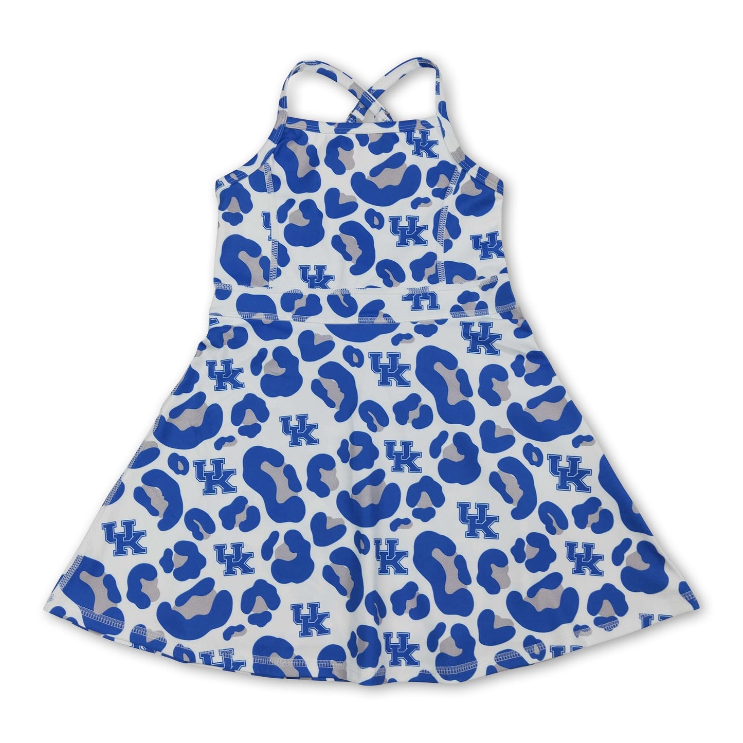 Straps blue leopard U K kids girls team athletic dresses
