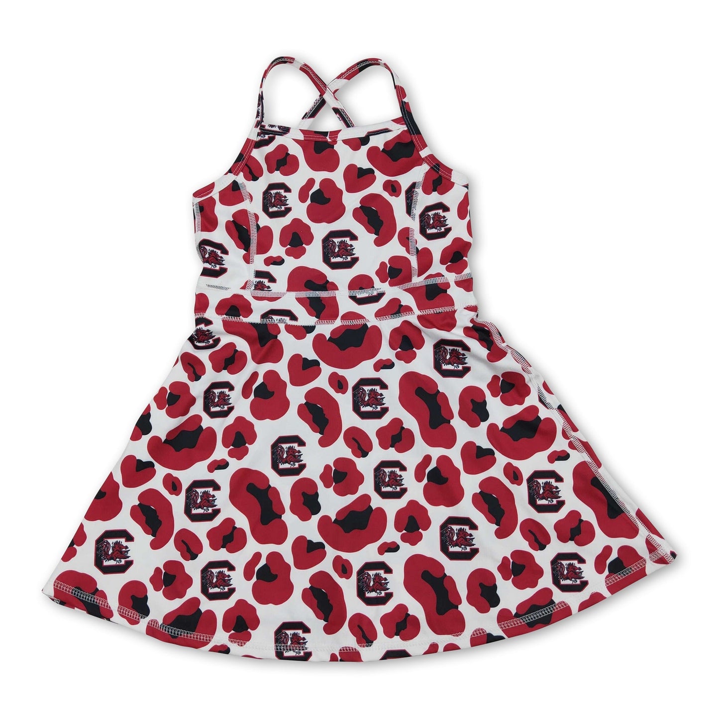 Straps leopard C kids girls team athletic dresses