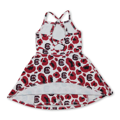 Straps leopard C kids girls team athletic dresses