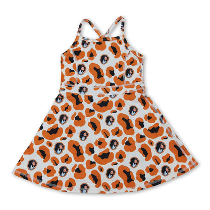 Straps leopard dog kids girls team athletic dresses