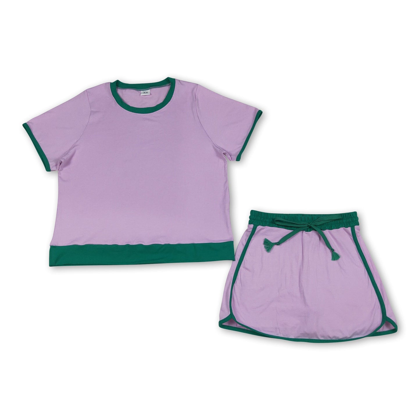 Pink green cotton top skirt adult women outfits