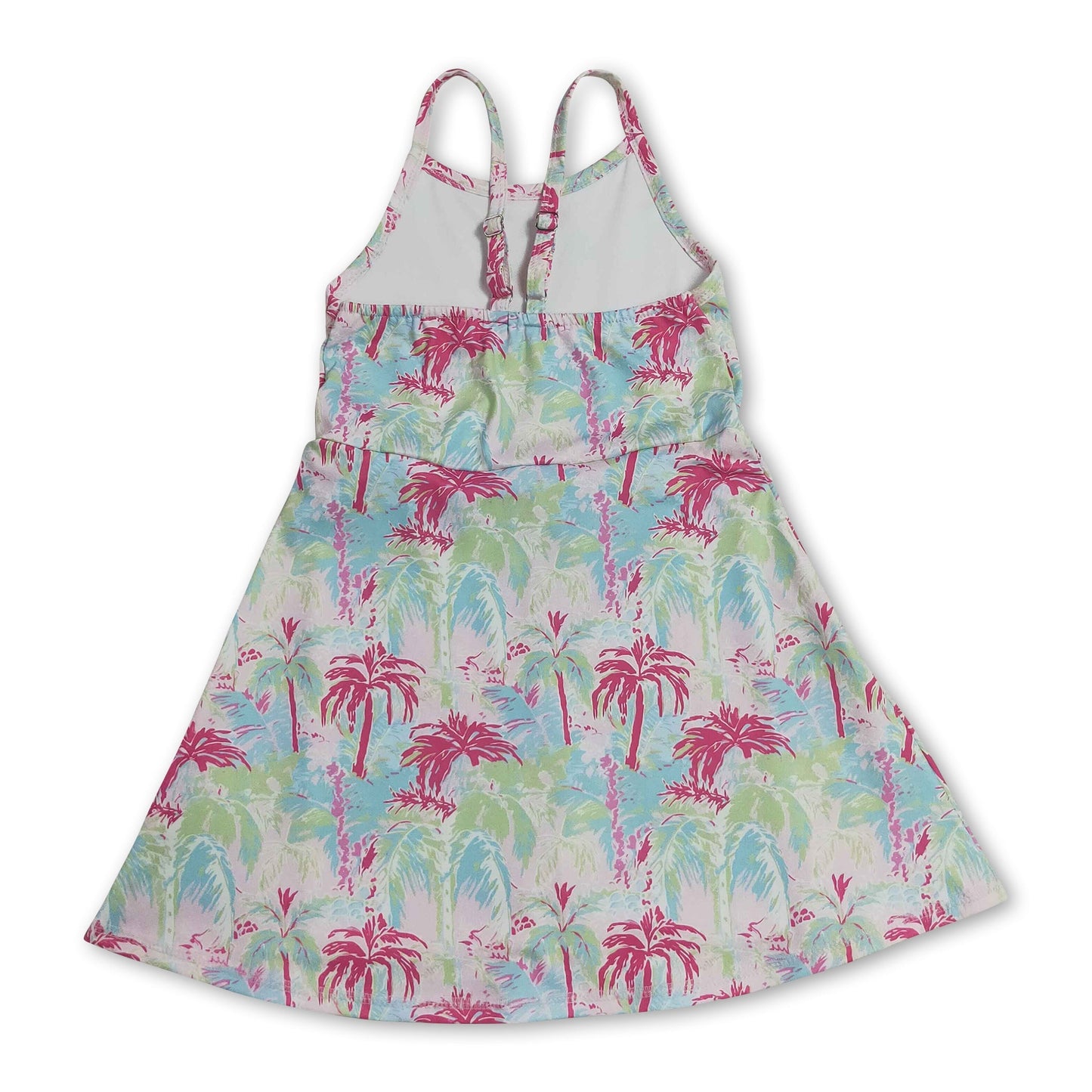 Straps colorful trees kids girls summer athletic dresses