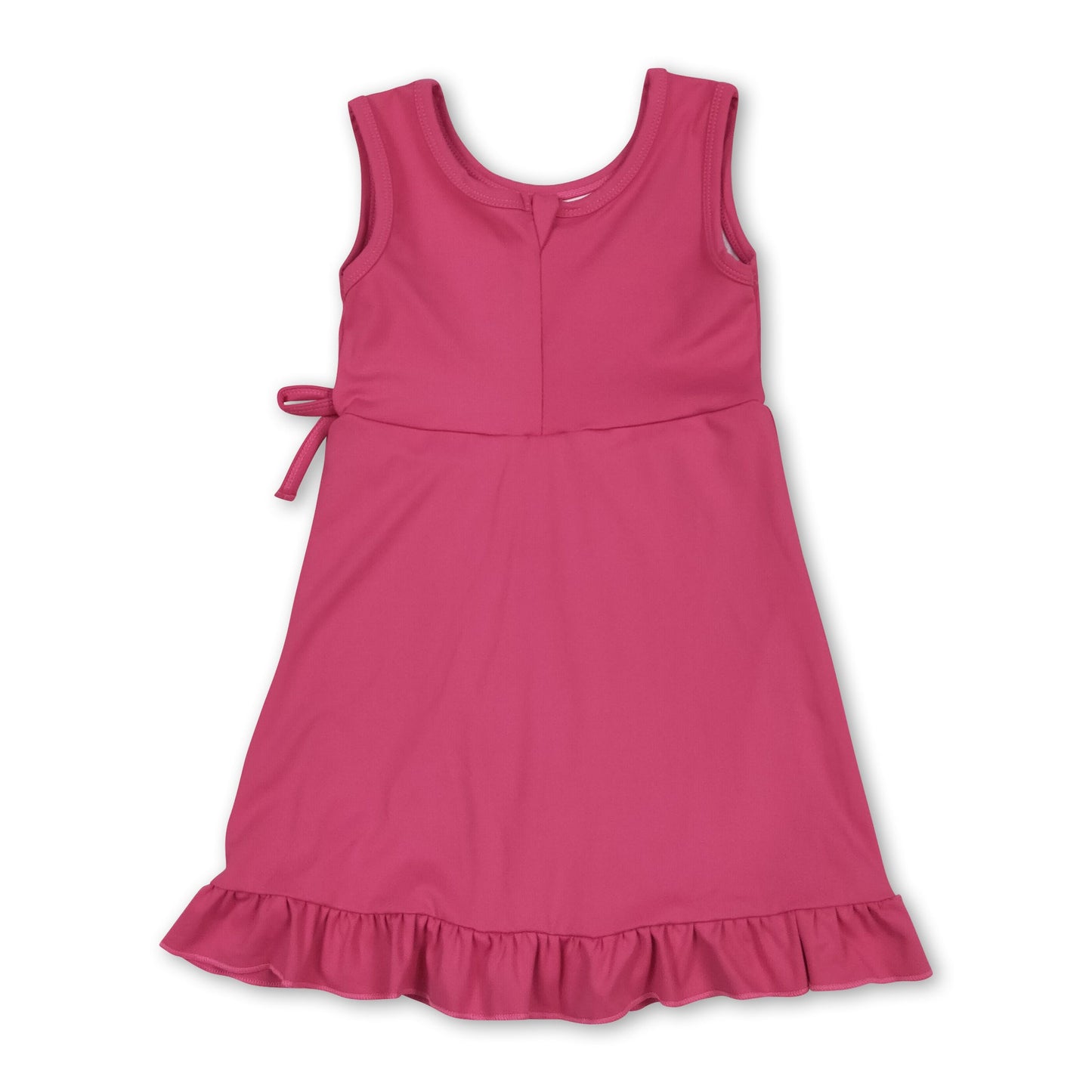 Sleeveless hot pink bow ruffle kids girls summer athletic dress